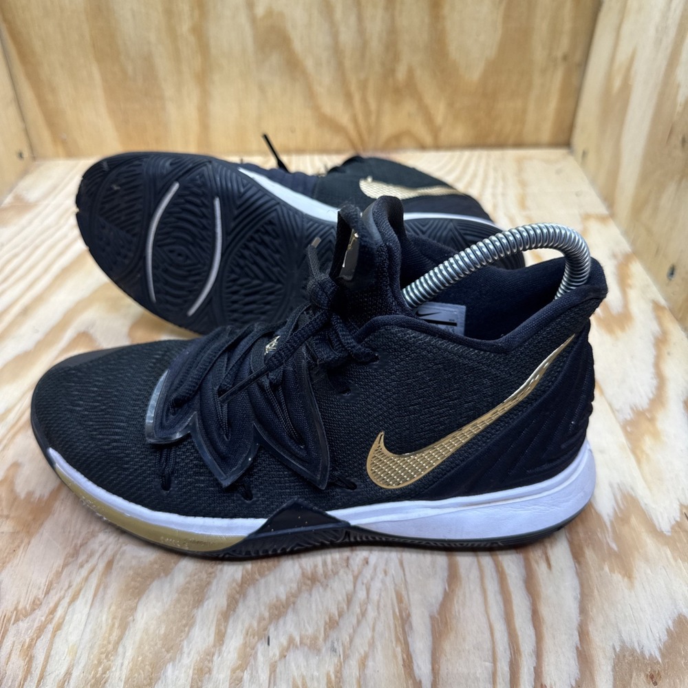 Nike Kyrie 5 Black Gold White Basketball Shoes Kids‎ 5Y AQ2456-007